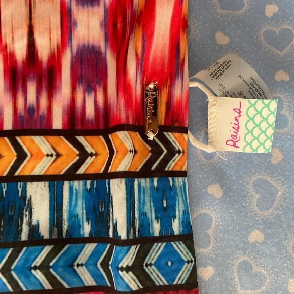 New Raisins Mai Tri Macrame Side Pant Bikini Cheeky Swim Bottons Chevron  Size L - Picture 8 of 9